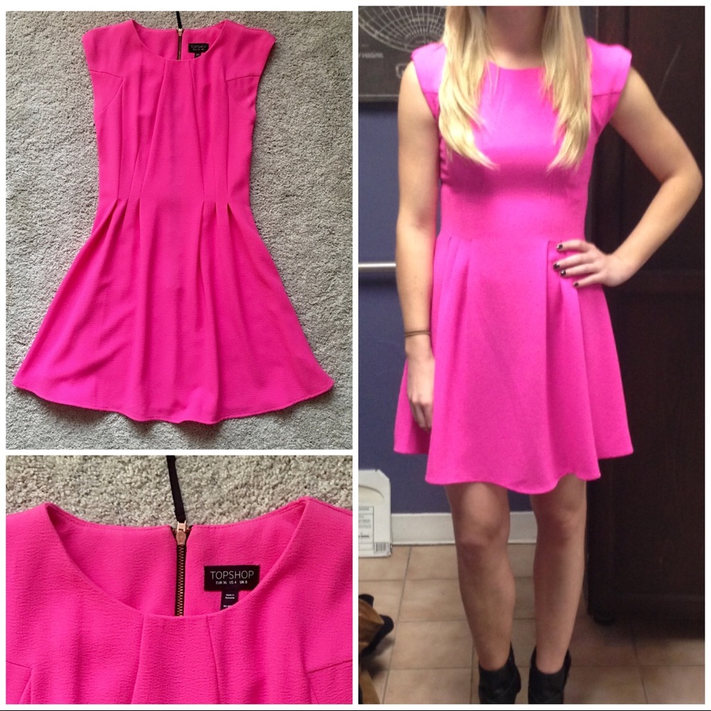 Topshop Bright Pink Skater Mini Party Dress 4